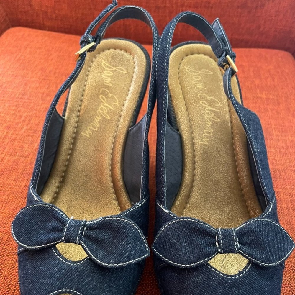 TWO PAIRS - Sam Edelman Retro Platform Heels - Size 6-7 - Picture 11 of 13